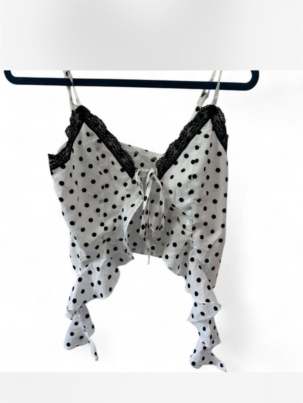 SHEIN White Polka Dot Tie-Front Camisole
